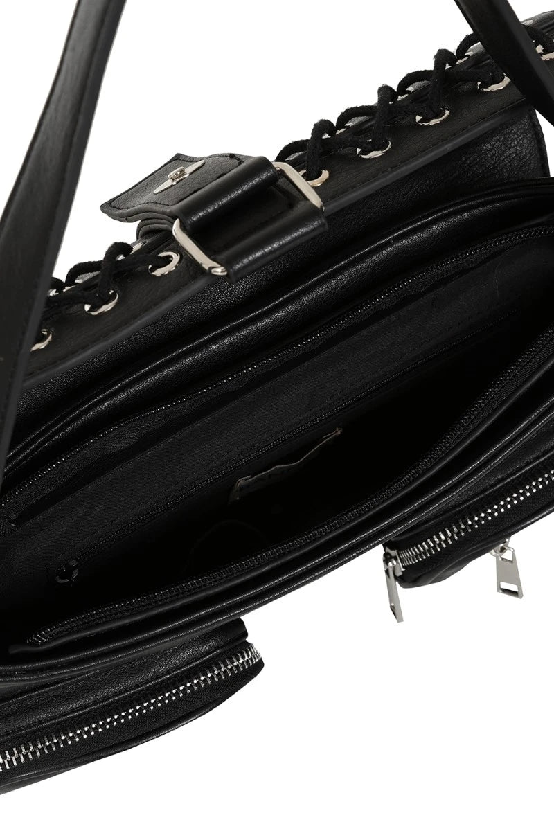 Third Identity Hobo Bag – Peace Patch, Zips & Corset Detail