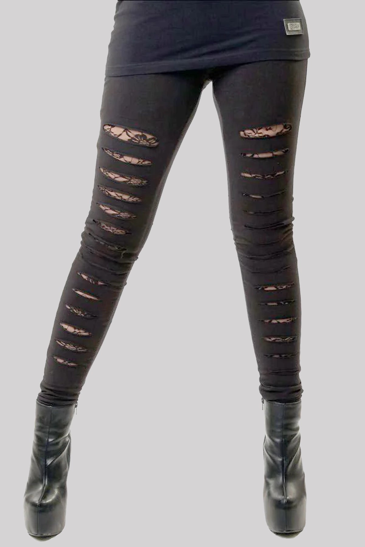 Vixxsin Black Punk Emo Goth Sexy Fashion Lace Up Ripped Slasher