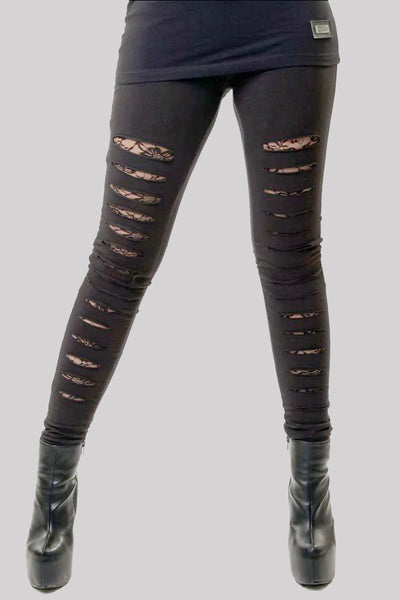 Vixxsin Black Punk Emo Goth Sexy Fashion Lace Up Ripped Slasher Leggings Ro Rox