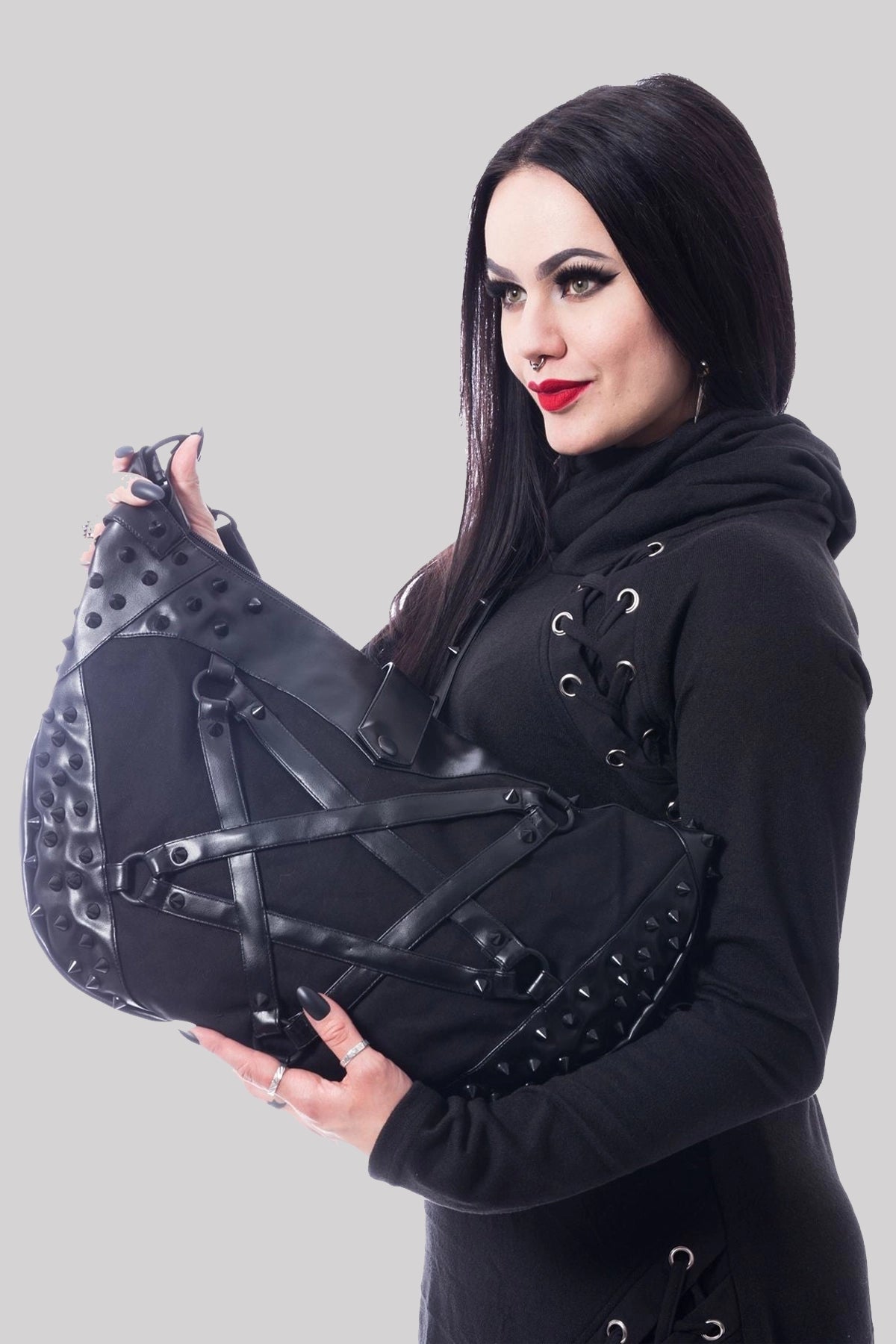 Vixxsin Pentagram Gothic Studded Spell Bag