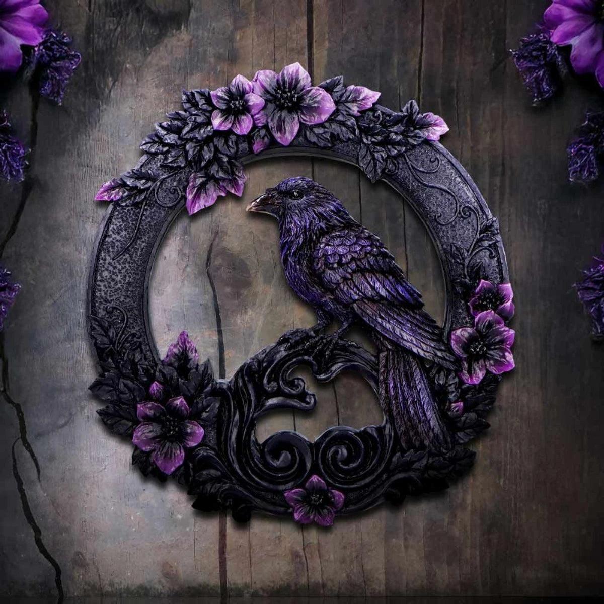 Nemesis Now Wall Hanger Raven Gothic Black and Purple Decor