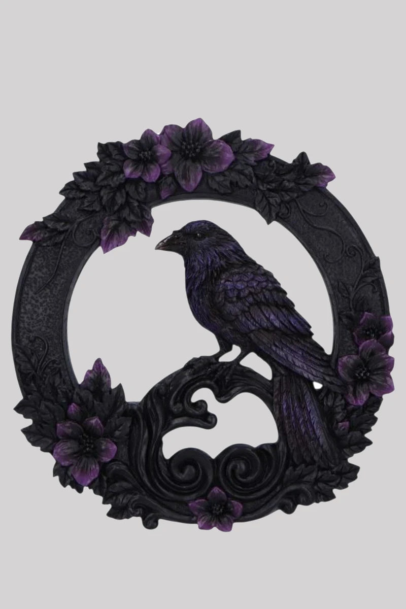 Nemesis Now Wall Hanger Raven Gothic Black and Purple Decor