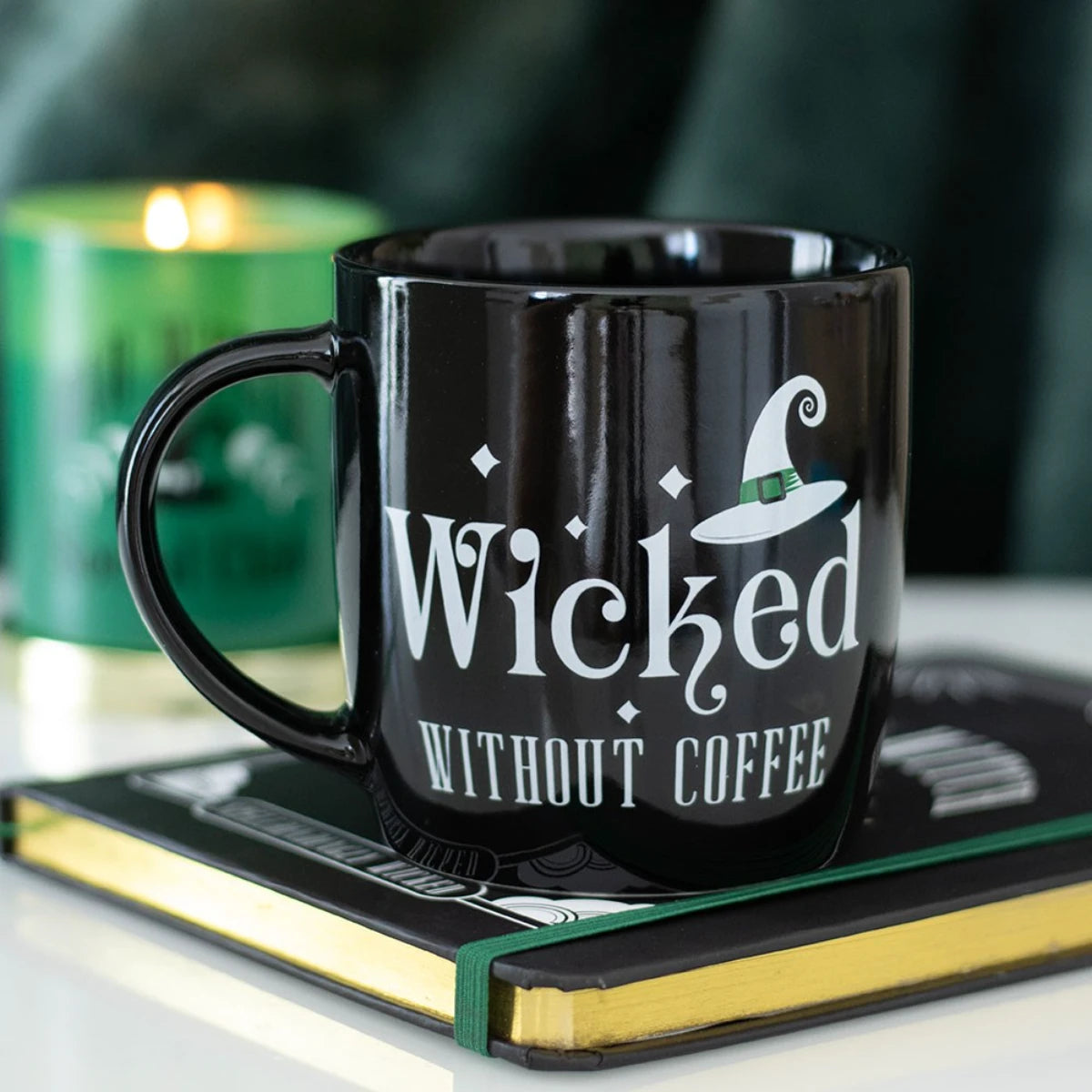 Wicked Without Coffee Mug Funny Witch Hat Black Ceramic Cup