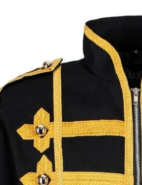 Ro Rox Emo MCR Drummer Parade Jacket, Black & Gold