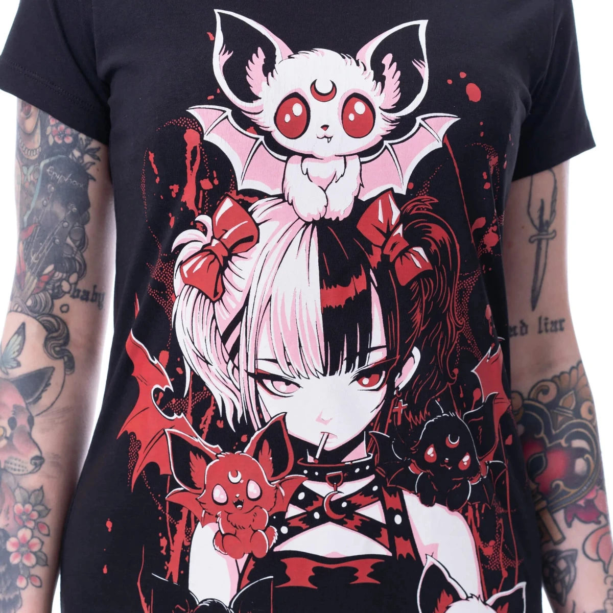 Cupcake Cult Batling T-Shirt Gothic Kawaii Ladies Black Tee