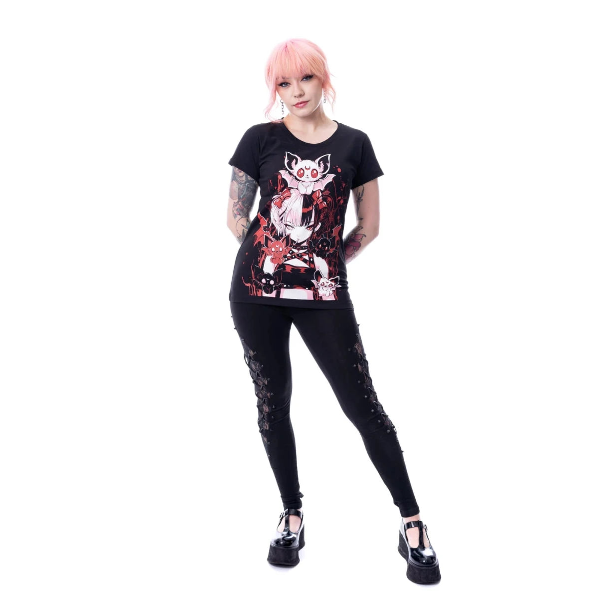 Cupcake Cult Batling T-Shirt Gothic Kawaii Ladies Black Tee