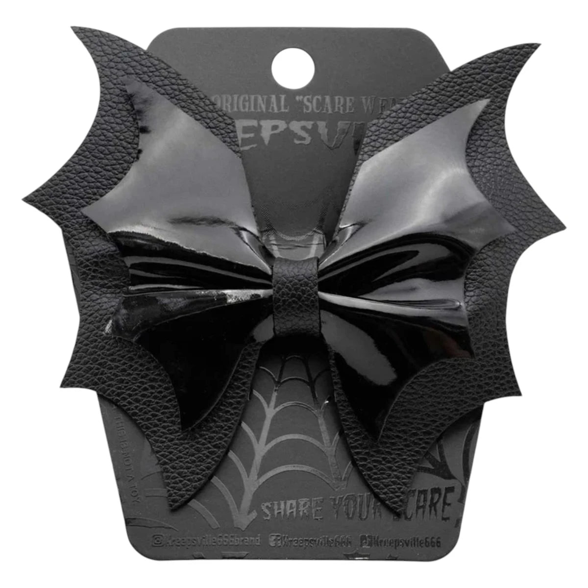 Kreepsville 666 Batwing Hair Bow Black PVC Gothic Hair Clip