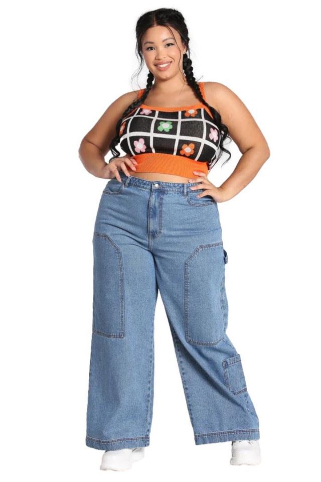 Hell Bunny 1950's Rider Denim Wide Leg Retro Jeans