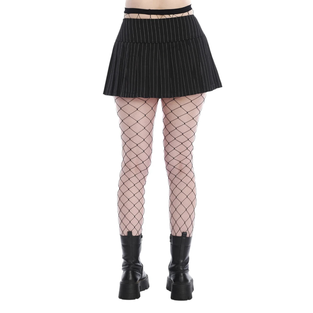 Banned Pinstripe Flash Mini Skirt Pleated Gothic Black