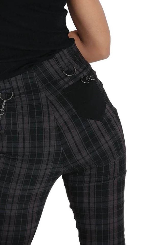 Hell Bunny Cobain Capris Tartan Grunge Punk Trousers