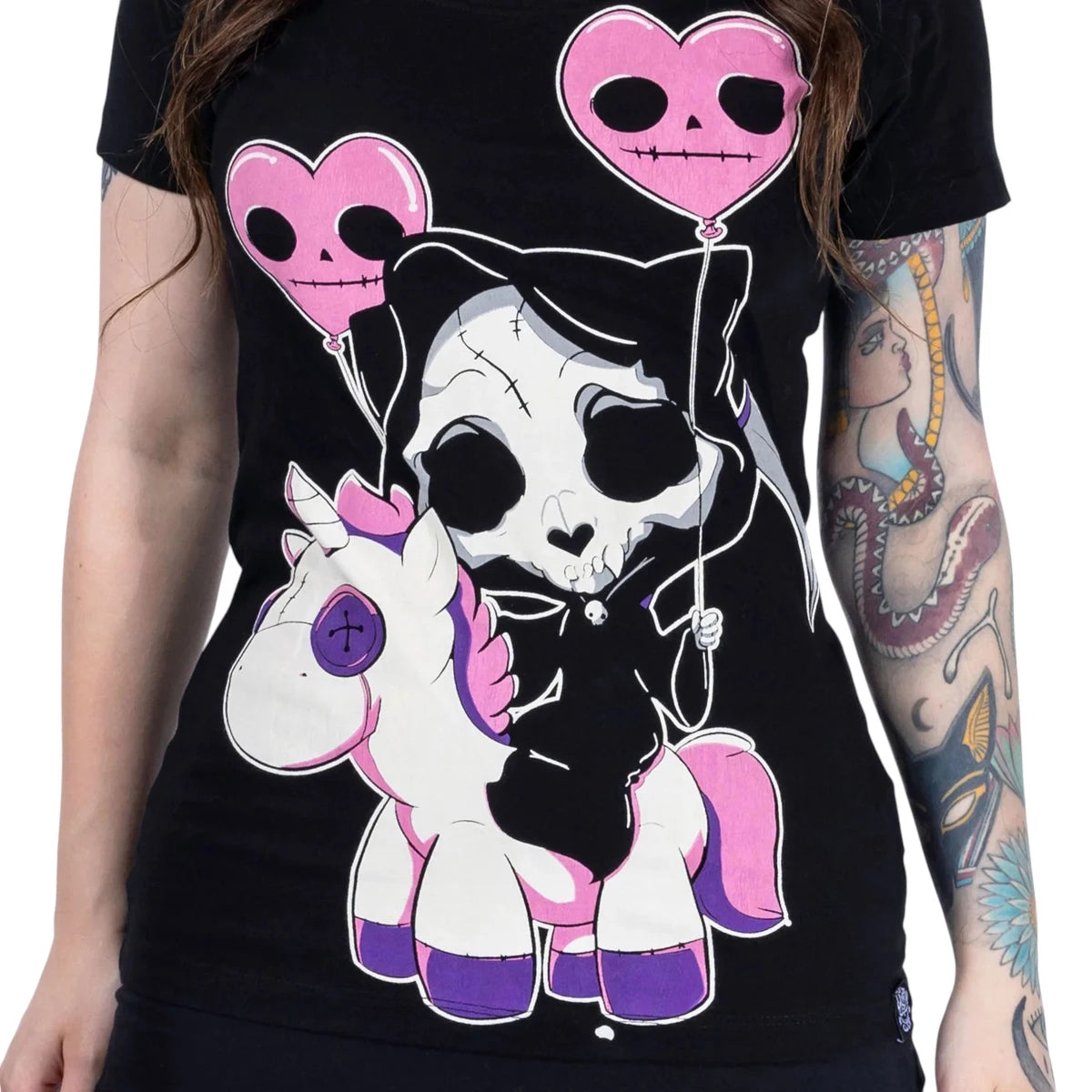 Cupcake Cult Cat Reaper T-shirt Gothic Skull Cat Prints Tee