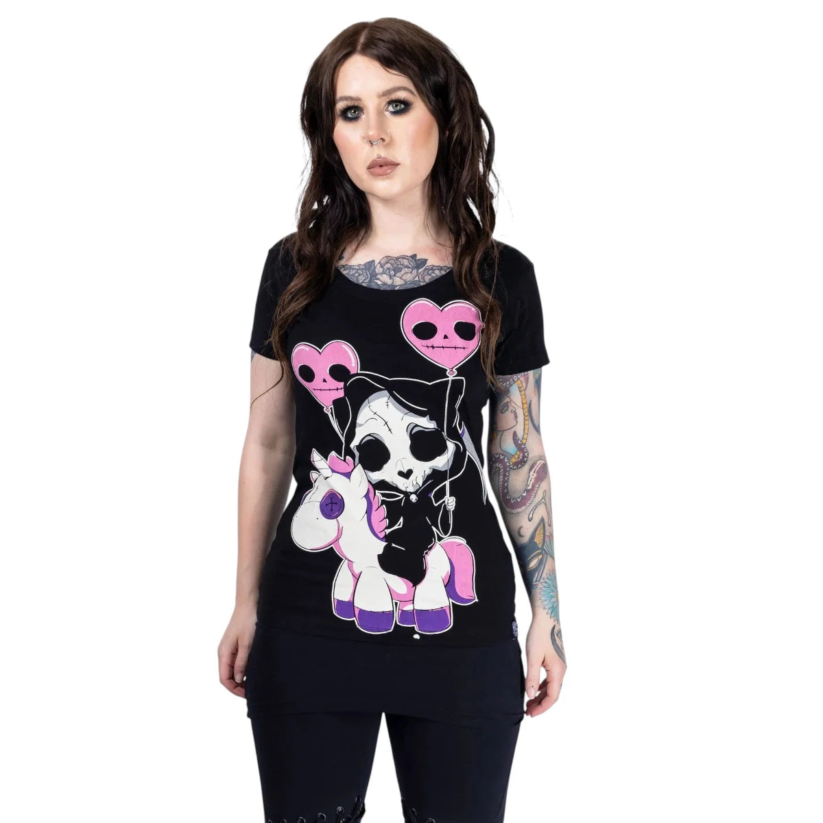 Cupcake Cult Cat Reaper T-shirt Gothic Skull Cat Prints Tee