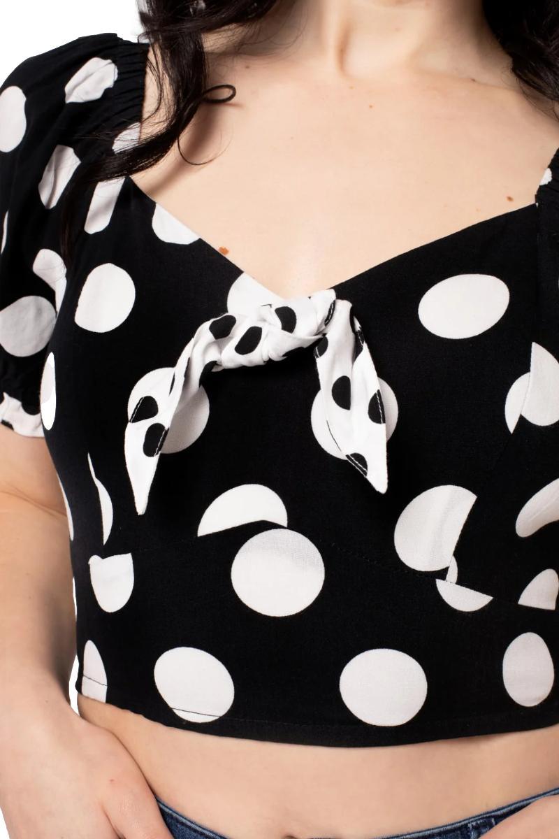 Hell Bunny Dolores Polka Dot Retro 1950's Cropped Top