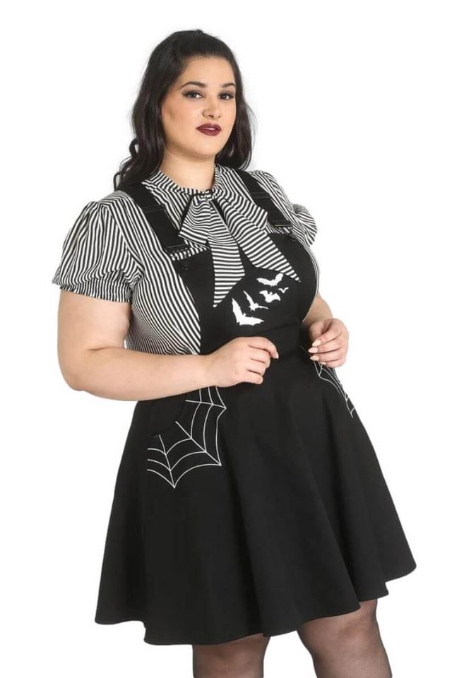 Hell Bunny Miss Muffet Spiderweb Bat Gothic Pinafore Dress