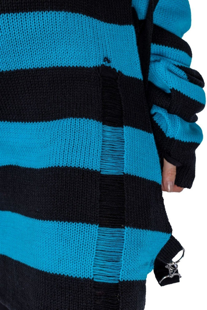 Heartless Oriana Wide Stripe Harness Grunge Jumper, Blue