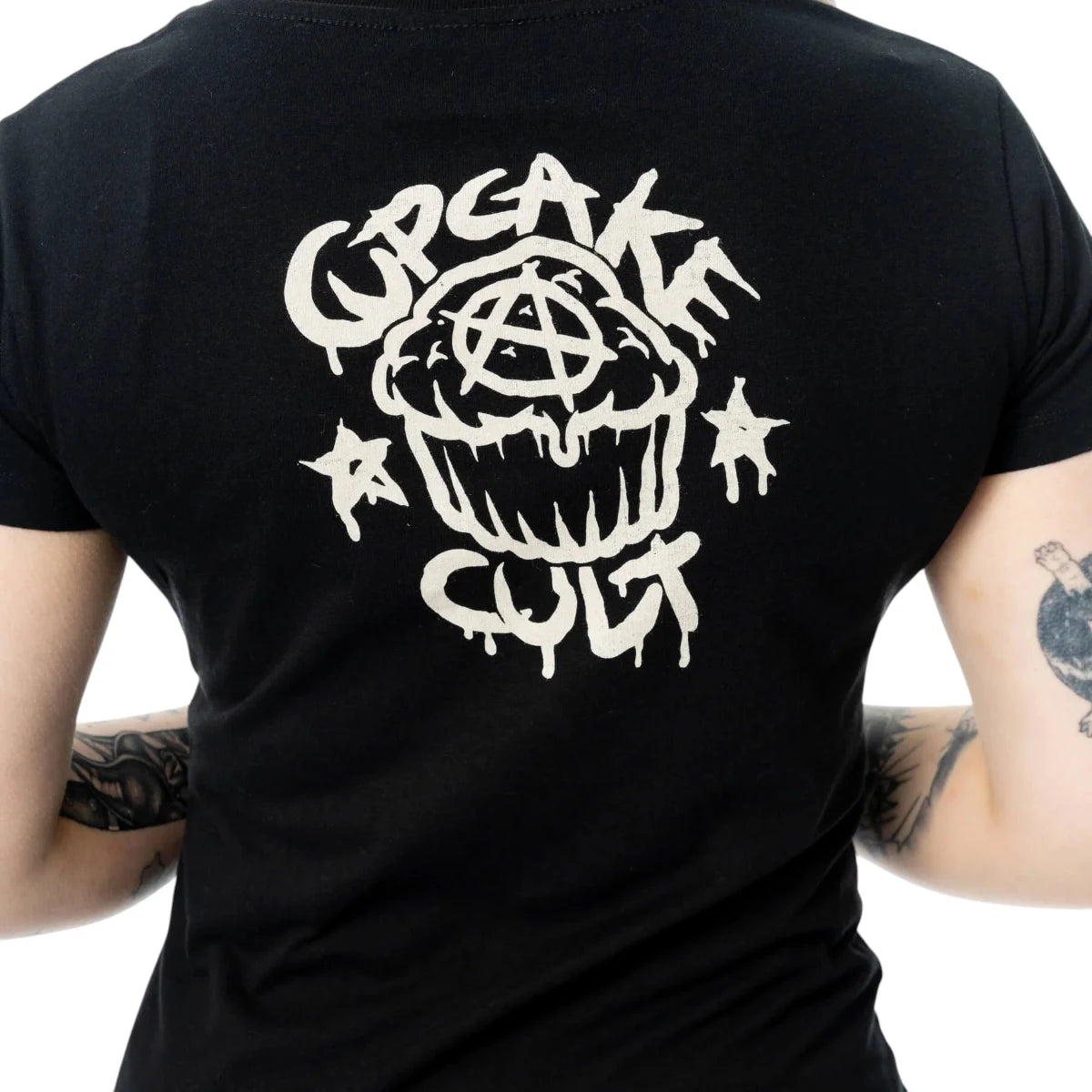 Cupcake Cult Moonlight T-shirt Gothic Cat Celestial Print Black