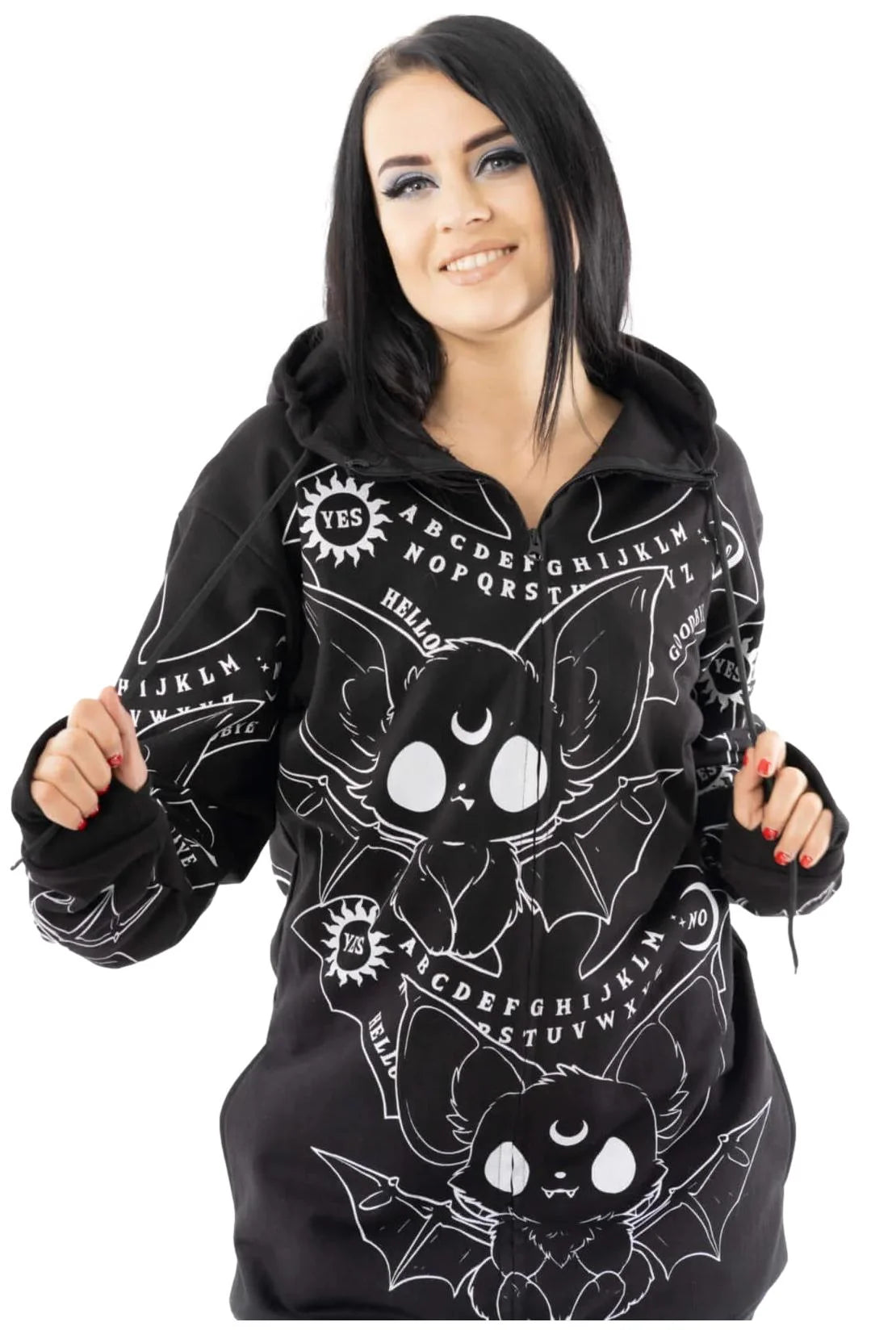 Heartless Ouija Bats Hoodie - Black Gothic Bat Ear Ouija