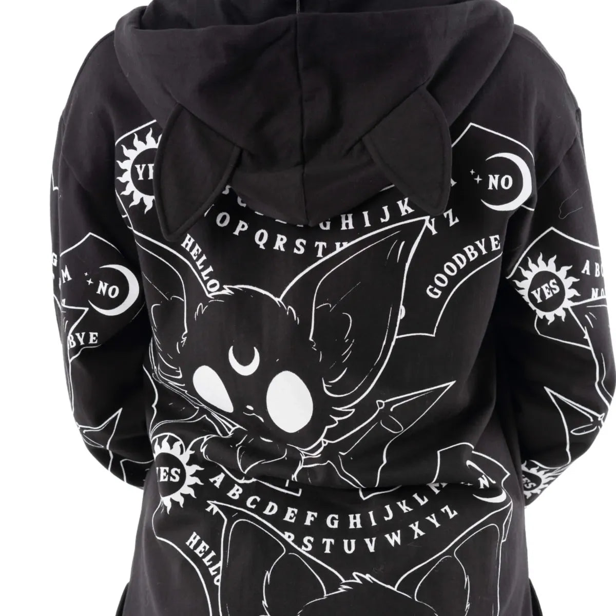 Heartless Ouija Bats Hoodie - Black Gothic Bat Ear Ouija