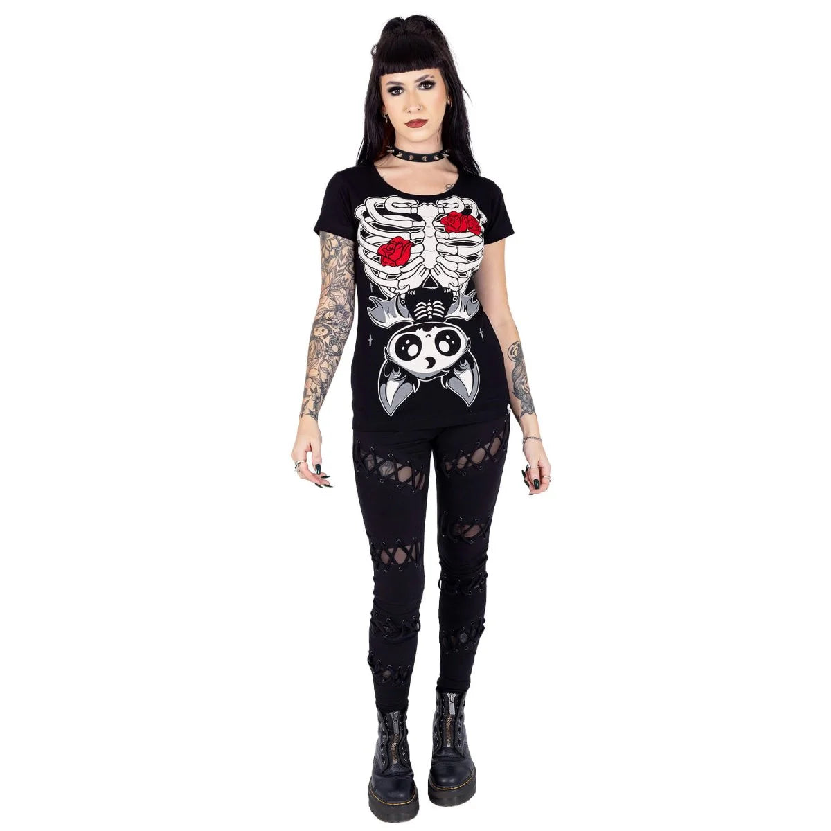 Cupcake Cult Ribcage Bat T-Shirt - Gothic Top - Alternative Fashion