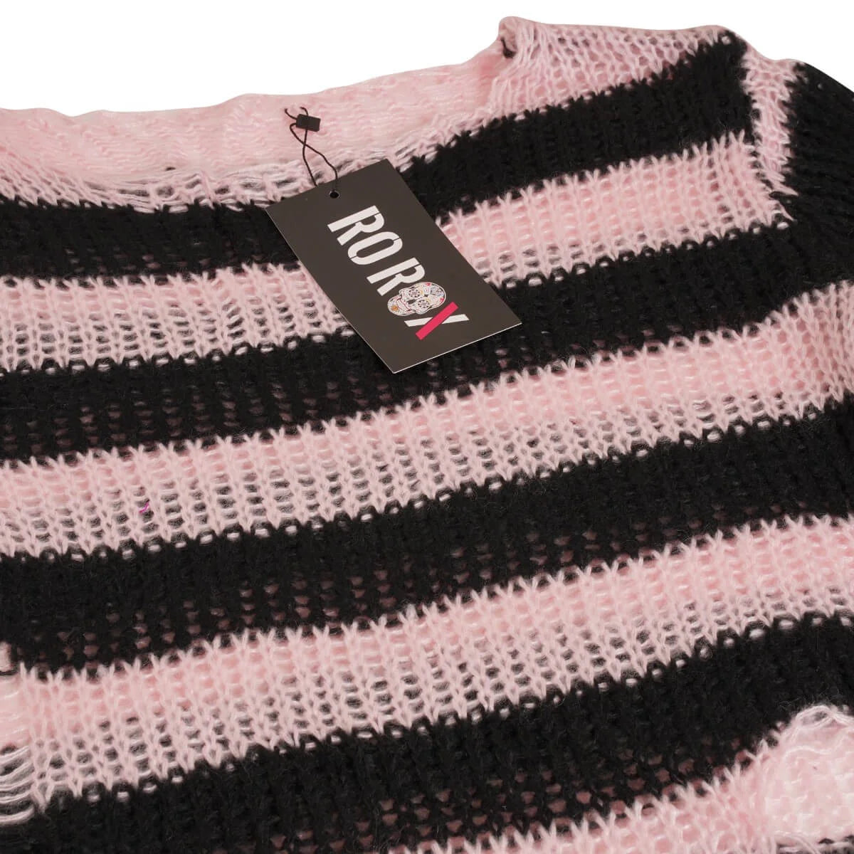 Pink Rox Ro Rox Ryot Oversized Stripe Grunge Distressed Jumper, Pink | Ro Rox