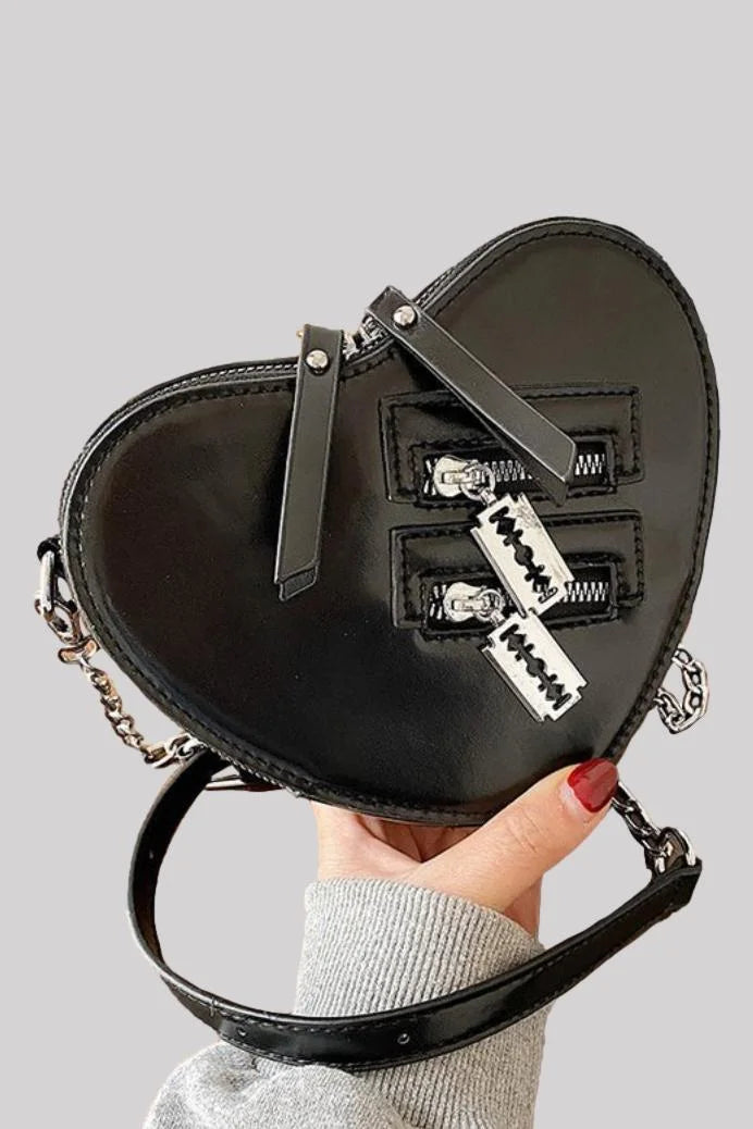 Ro Rox Solanine Small Heart Faux Leather Punk Gothic Bag