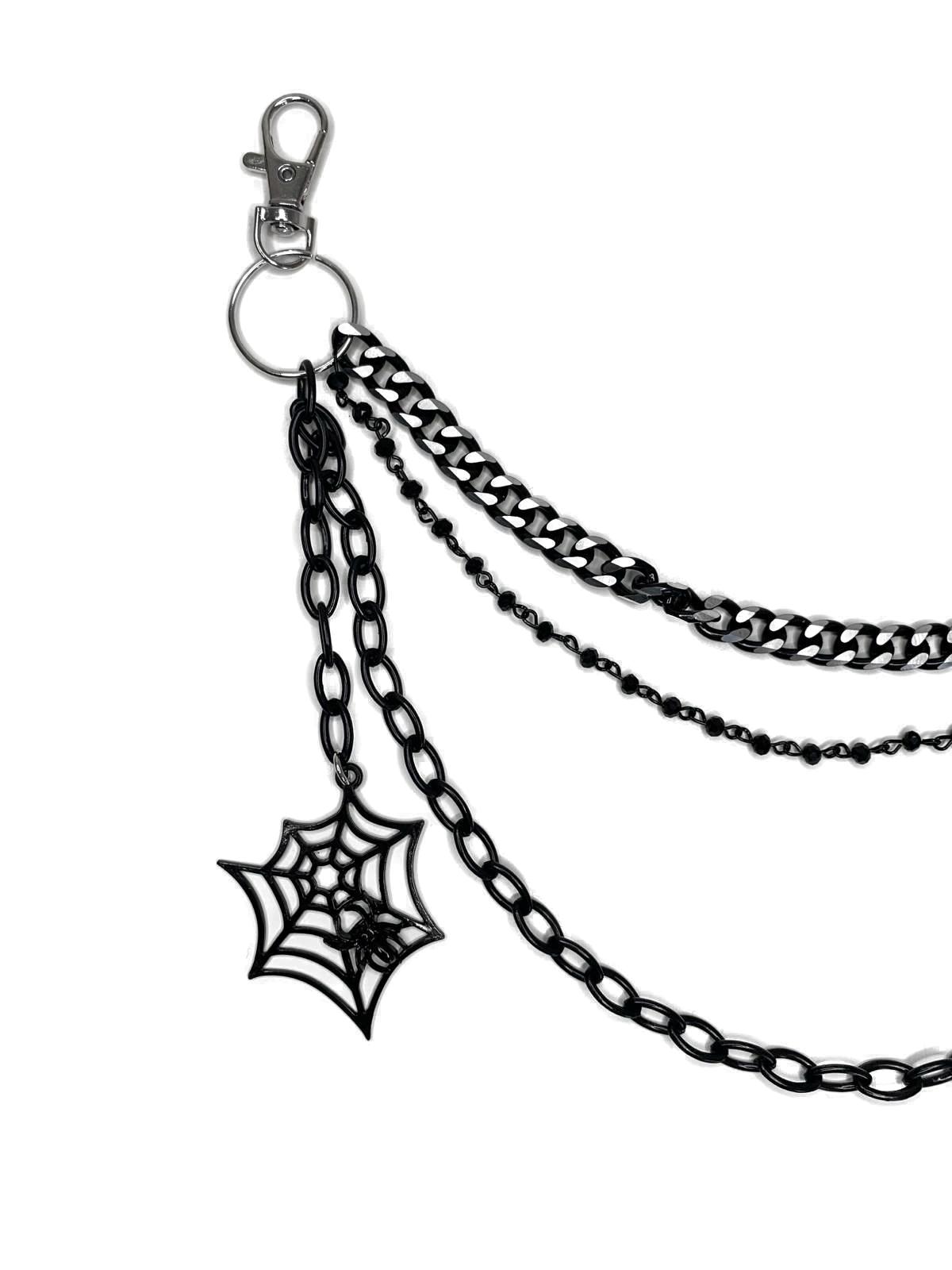 Ro Rox Black Spiderweb Pendant Gothic Punk Triple Chain Accessory