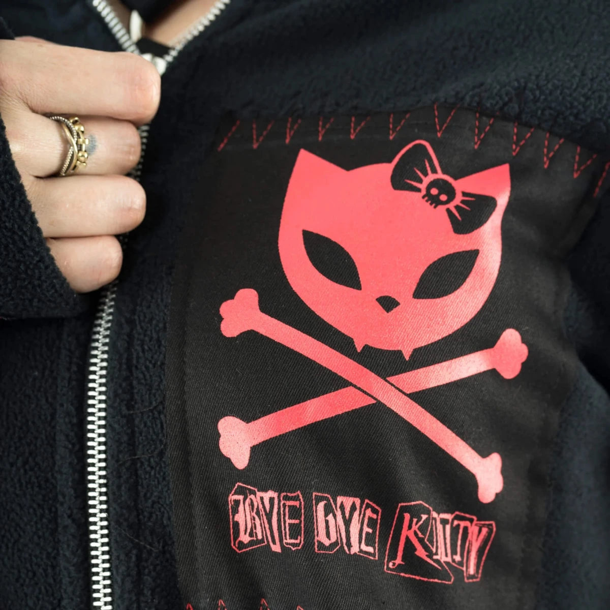 Bye Bye Kitty Trinity Hoodie Goth Fleece Jacket Ladies Wear