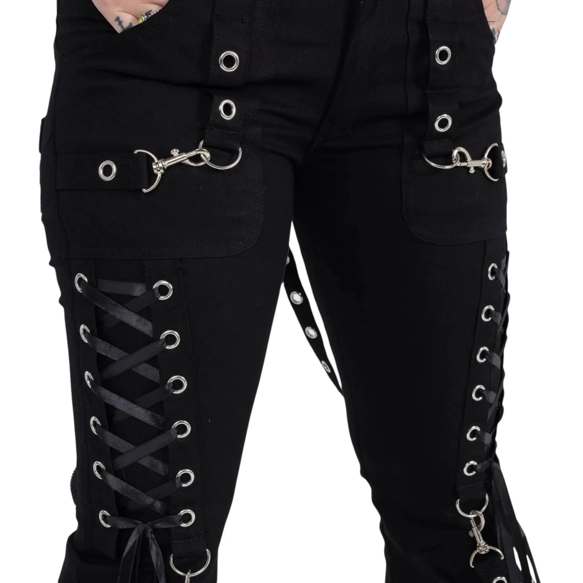 Poizen Industries Trinity Pants Goth Zip Ring Buckle Trousers