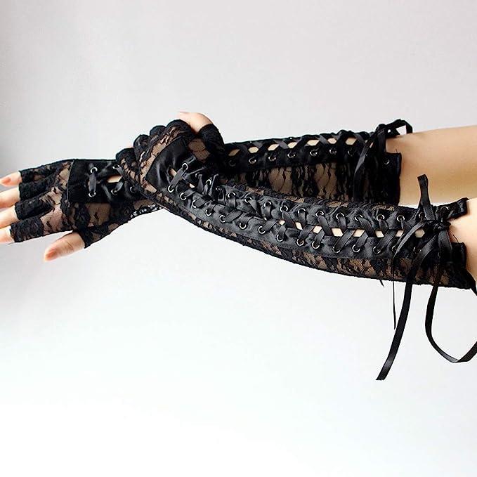 Poizen Industries Salem Lace Gothic Black Armwarmers Gloves