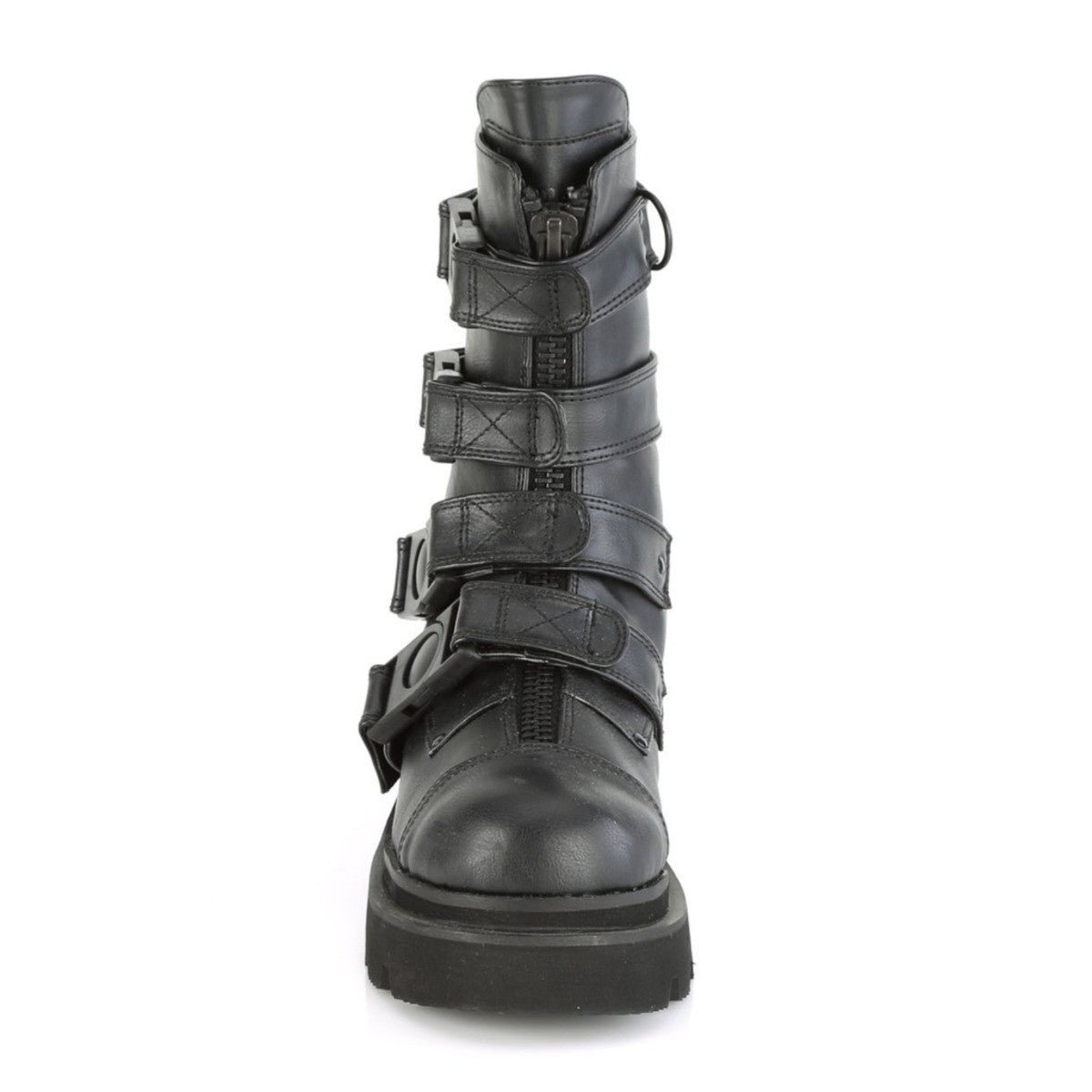 Demonia Renegade 55 Goth Punk Platform Plastic Buckle Mid Calf Boots