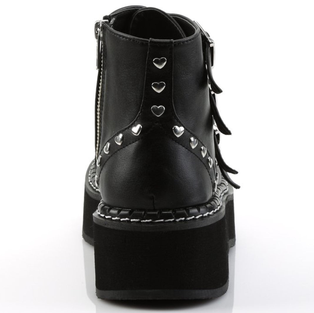 Demonia Emily 315 Gothic Platform Heart Studded Ankle Boots