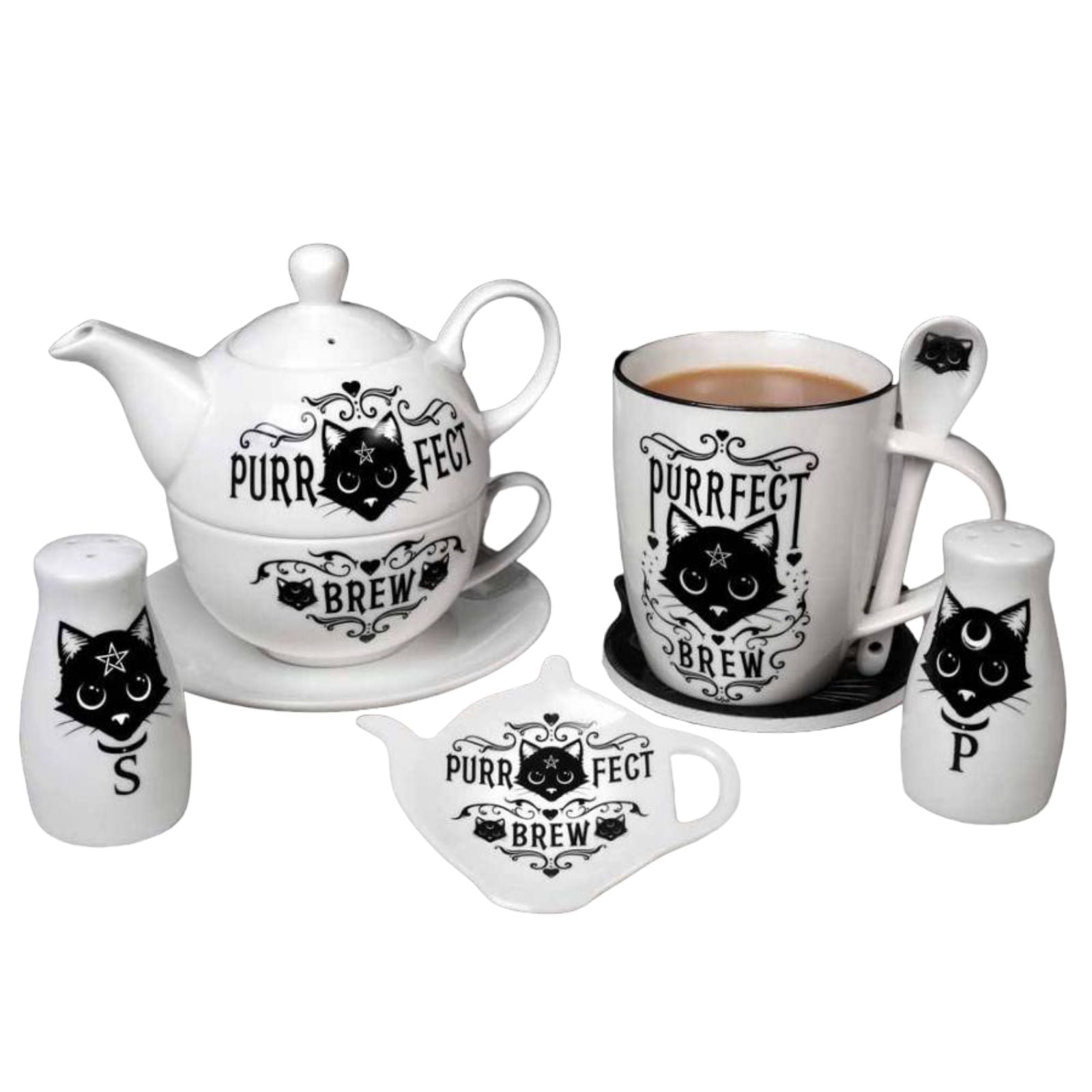 Alchemy England Purrfect Brew Ceramic Mug and Spoon Set