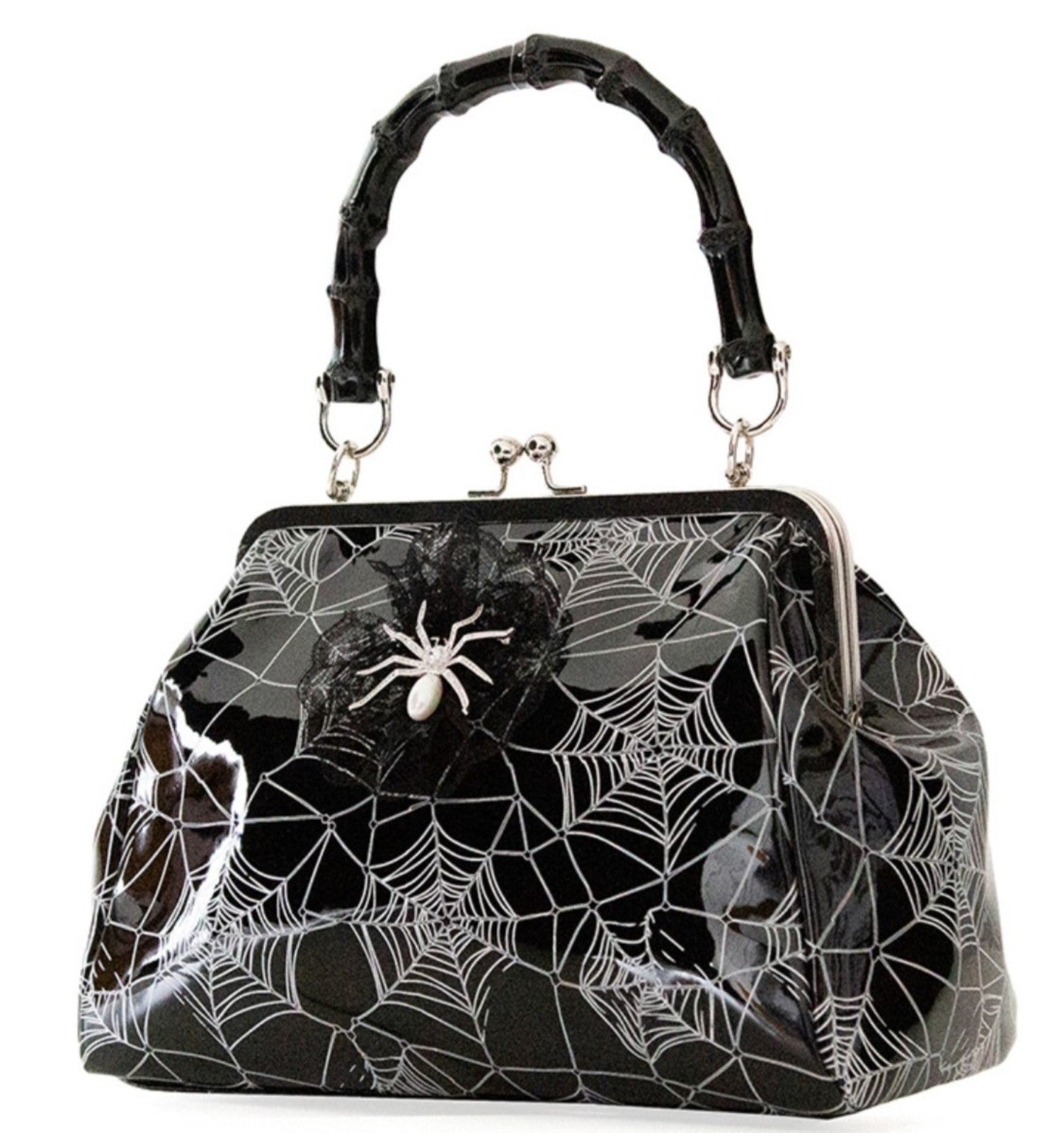 Banned Killian Cobweb Spider Brooch Gothic PU Shoulder Bag