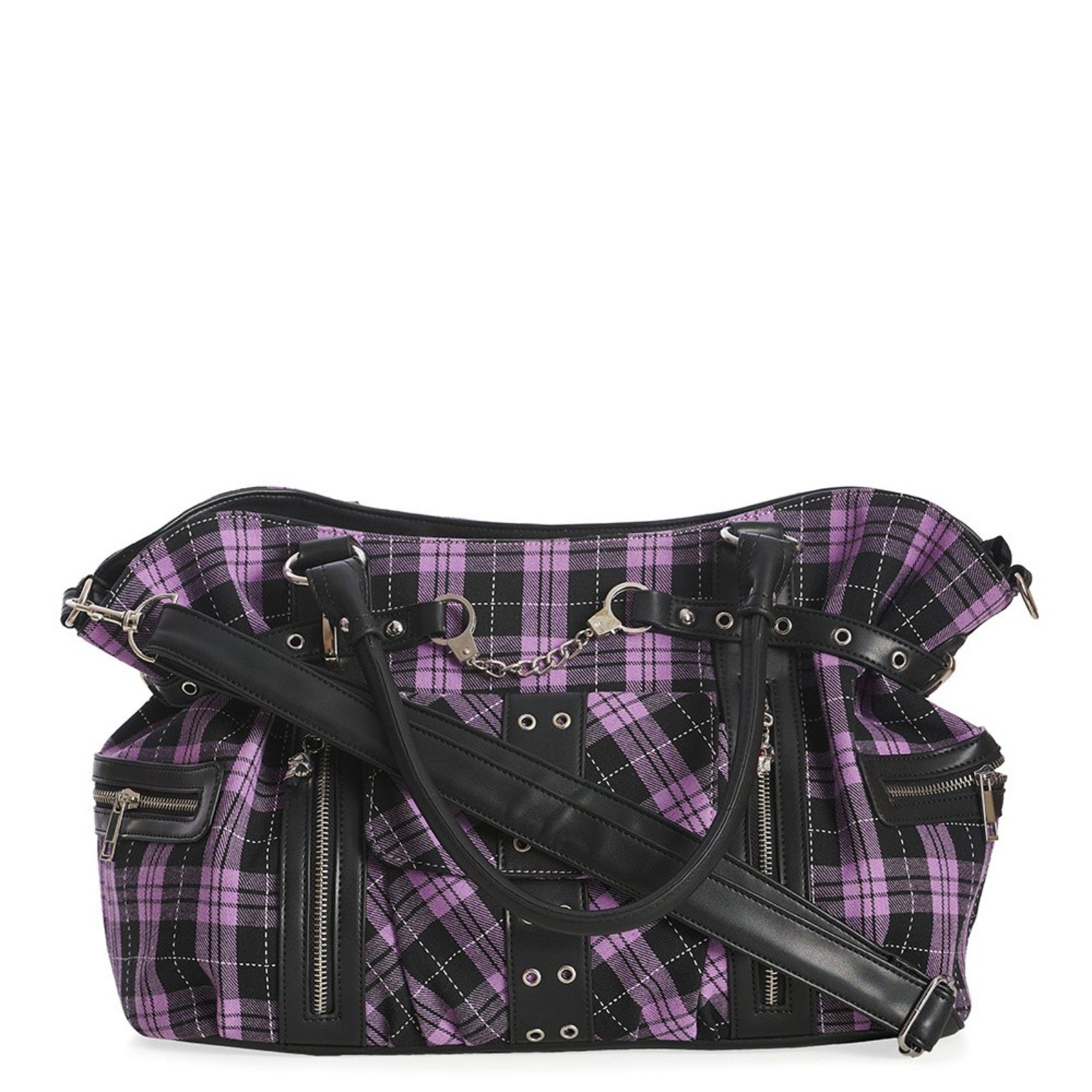 Banned Rise Up Gothic Handcuff Punk Bag, Purple