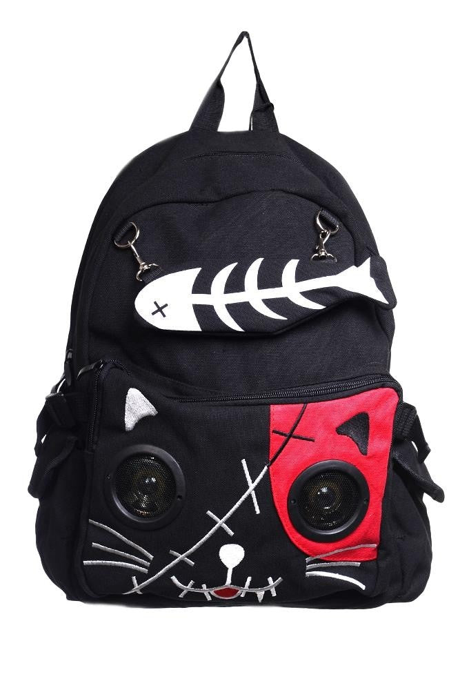 Banned Apparel Kitty Fish Bone Speaker Backpack | Ro Rox Boutique