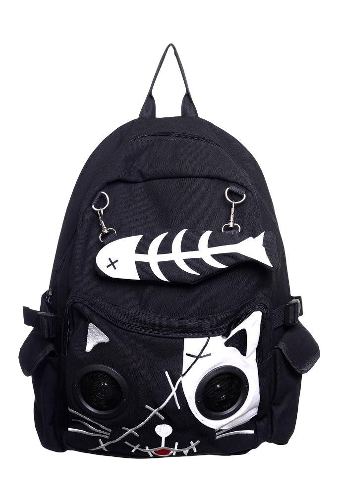 Banned Apparel Kitty Fish Bone Speaker Backpack Ro Rox Boutique Ro Rox
