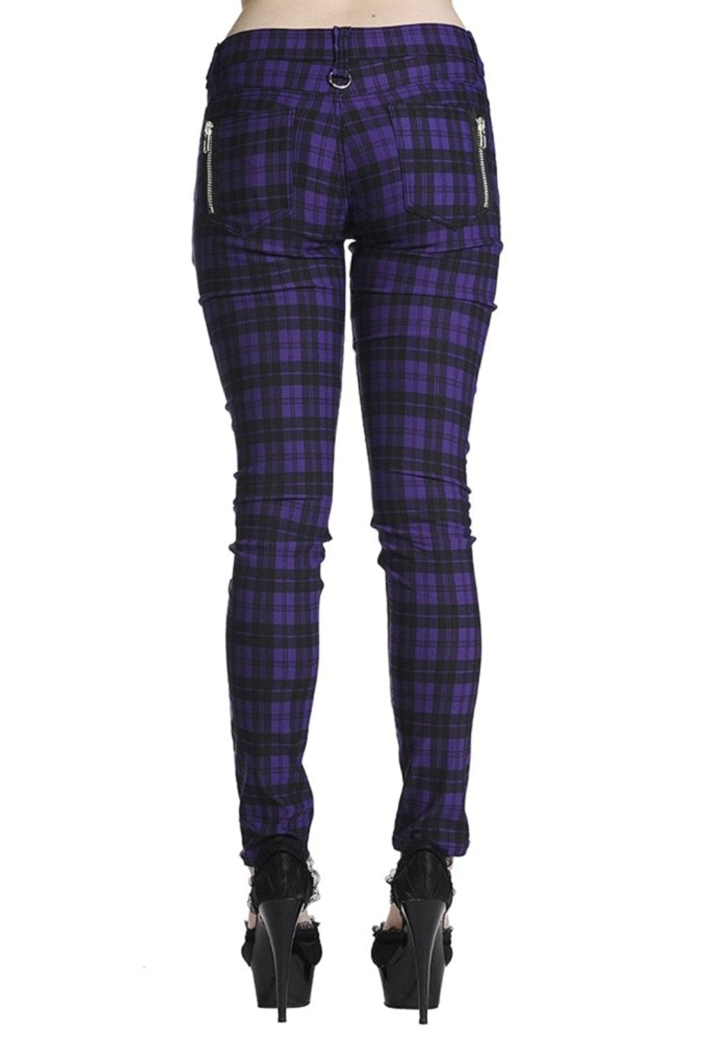 Banned Plaid Check Punk Skinny Trousers