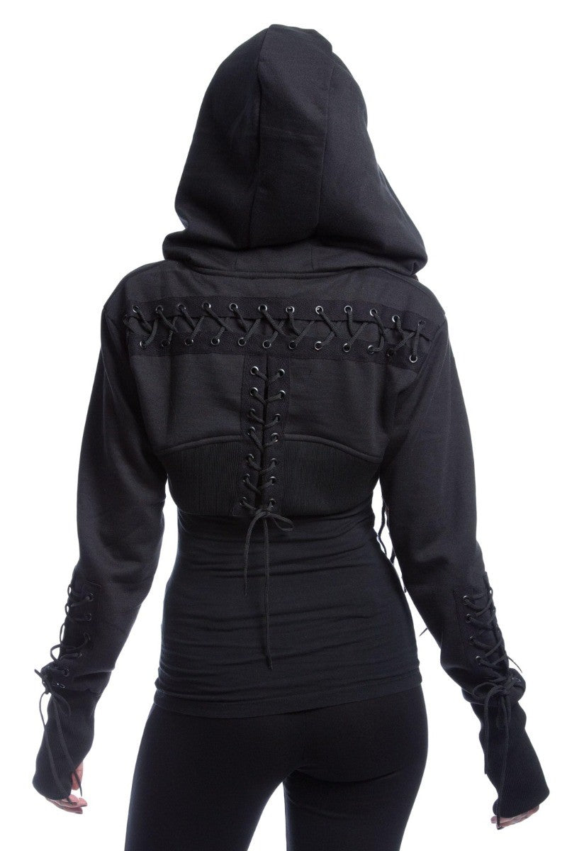 Chemical Black Gothic Ebony Bolero Lace Up Back & Sleeves