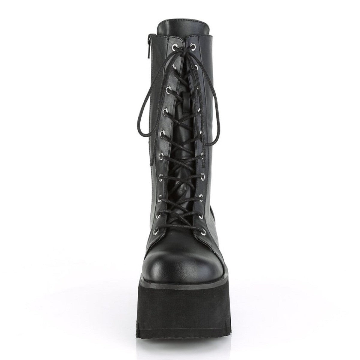 Demonia Ashes 105 Chunky Heel Lace-Up Mid Calf Platform Boots