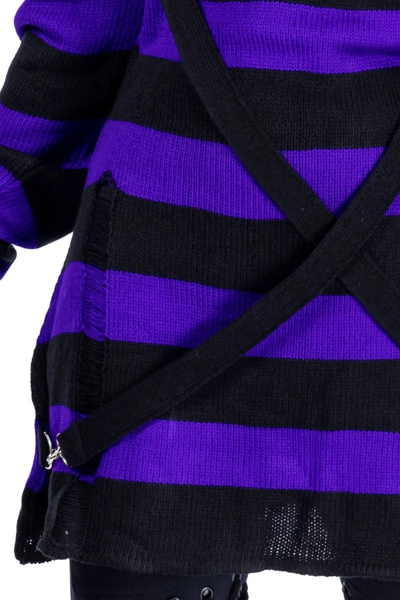 Heartless Oriana Wide Stripe Harness Grunge Jumper, Purple