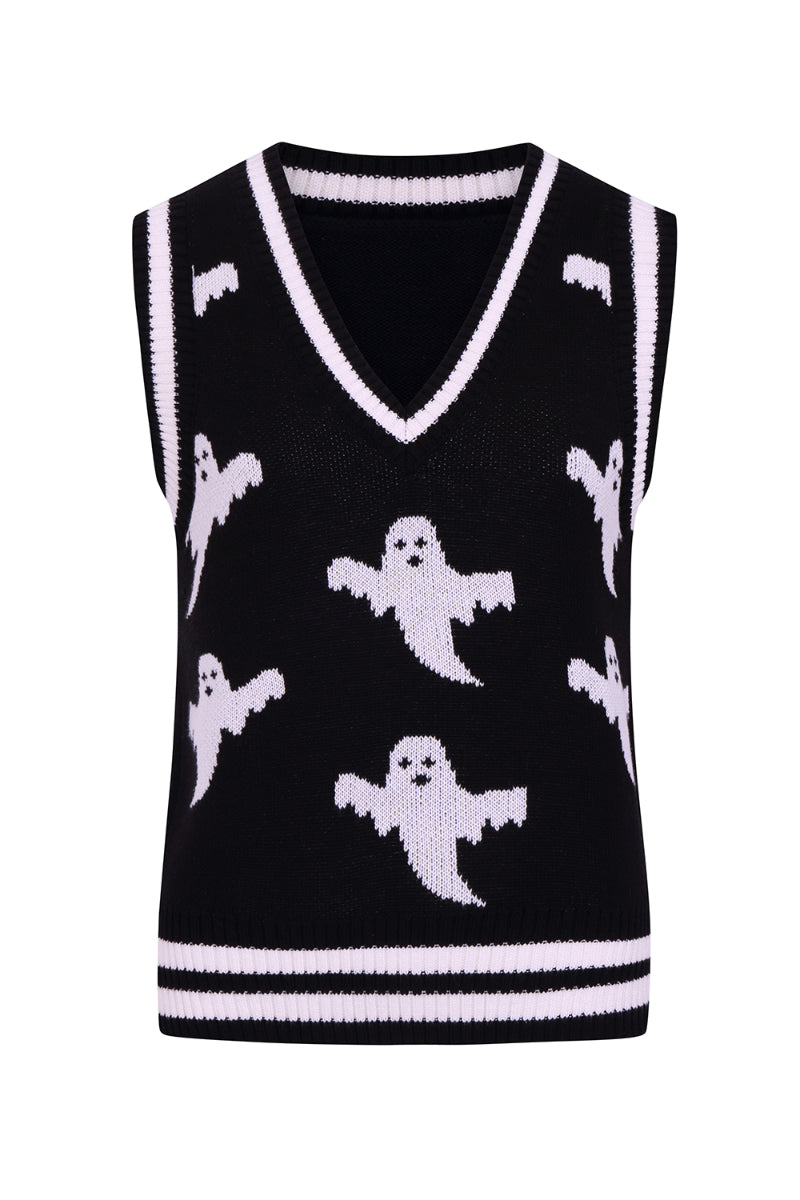 Hell Bunny Knitted Cotton Gothic Ghost Vest