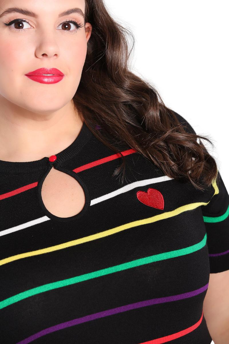 Hell Bunny Evangelista Heart Stripe Knitted Vintage Top