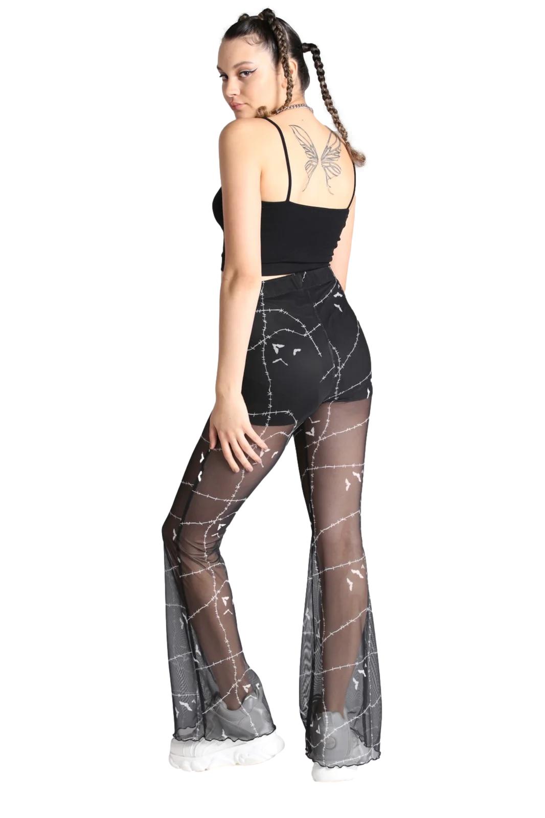 Hell Bunny Stitches Gothic Mesh Sheer Pants