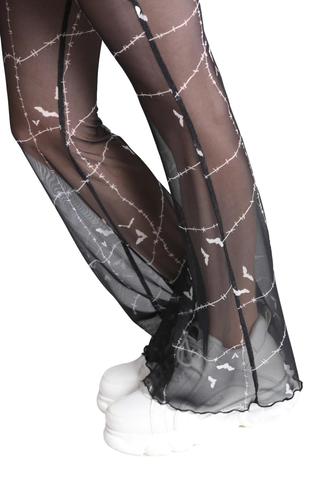 Hell Bunny Stitches Gothic Mesh Sheer Pants
