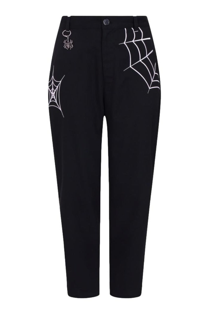 Hell Bunny Miss Muffet Cobweb Cropped Tapered Trousers