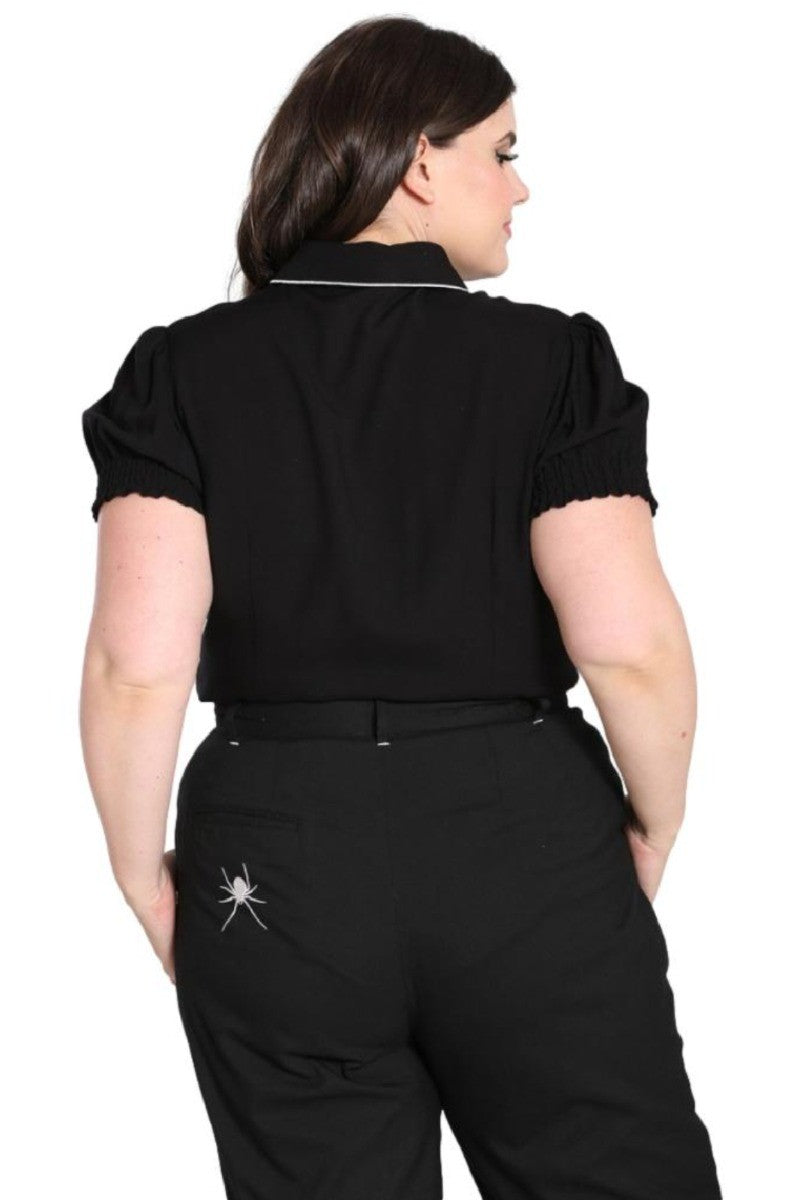 Hell Bunny Miss Muffet Cobweb Cropped Tapered Trousers