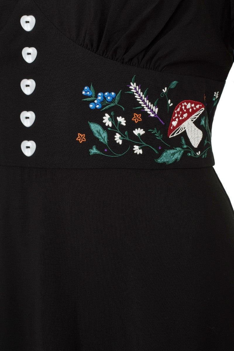 Hell Bunny 1940s Natura Woodland Embroidery Tea Dress