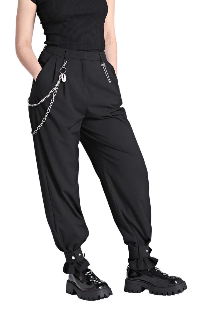 Hell Bunny Rebellion Gothic Chain Safety Pin Trousers