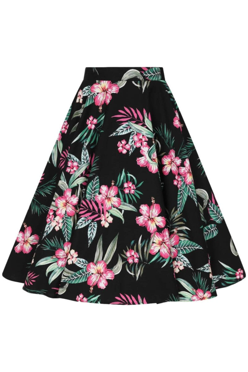 Hell Bunny Kalani 1950s Flower Printed Restro Swing Skirt