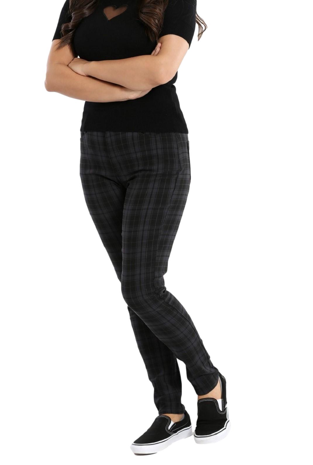Hell Bunny Storm Checkered Punk Retro Skinny Trousers